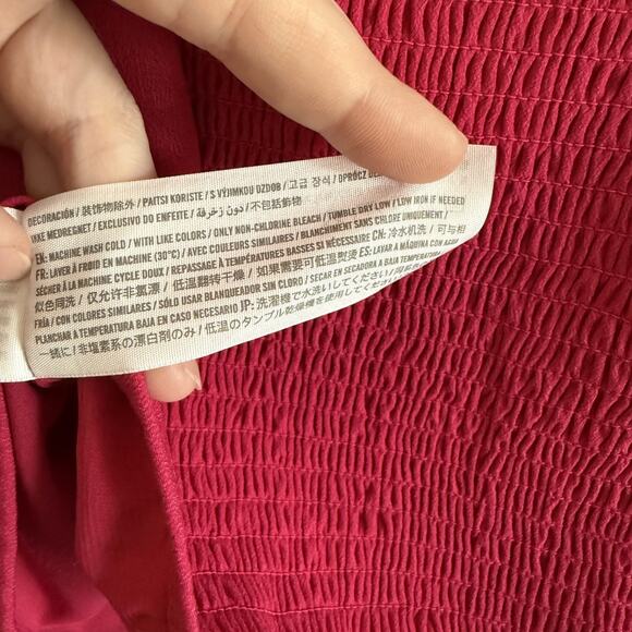 Abercrombie & Fitch Size Large Puff Sleeve Corset Sweetheart Top - Pink Smocked - Picture 10 of 10